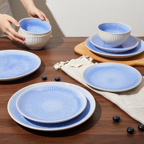 Ceramic Dinnerware Sets for 4 (Blue / Set (12pcs))
