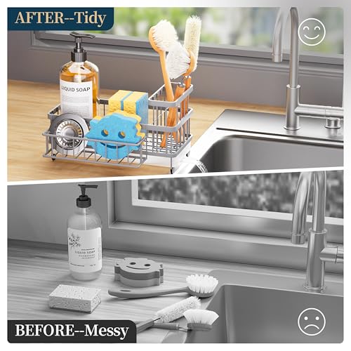 Sponge Holder for Kitchen Sink (Gray / Large)