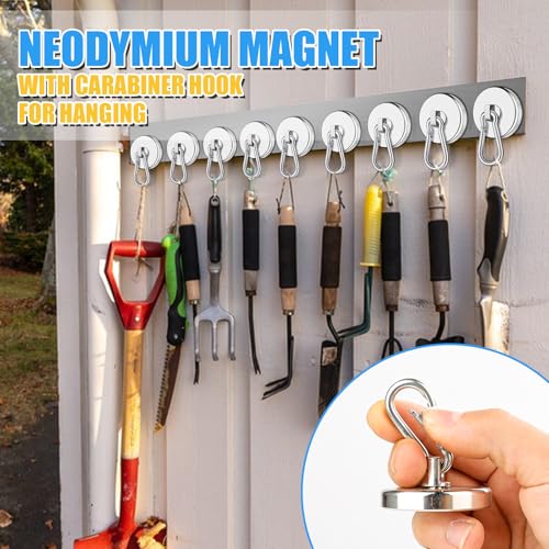 200Lbs Magnetic Carabiner Hook 2 Pcs Strong Magnetic Hooks Heavy Duty (200lb-2P)