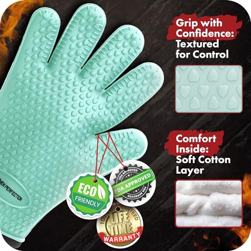 Silicone Smoker BBQ Gloves (Mint / One Size Fits Most)