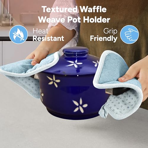 BBQ Gloves & Potholders Set (03: Oven Mitts - Cornflower / Oven Mitt Set - 4 Pack)