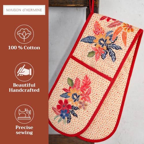Double Oven Mitts 100% Cotton Double Oven Glove (064 - Kalahari / 7" x 35" (Double Oven Mitt))