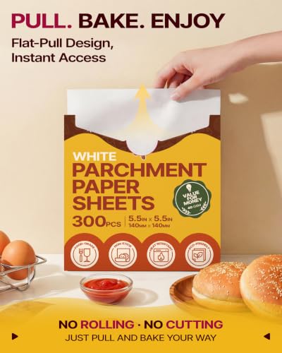 300 Pcs Burger Patty Paper Squares (5.5"x5.5"-300)