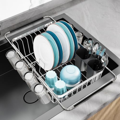 Dish Drying Rack Over the Sink (Silver / For 11.5"-30"W Sink)