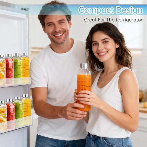 Glass Juice Bottles 4 Pack 16 oz (16 Ounces / 4 Pack Silver Lid)
