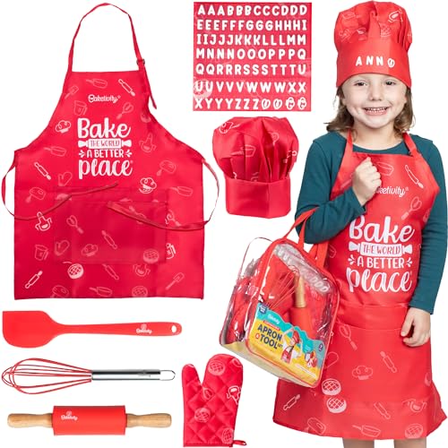Adjustable Kids Chef Hat & Apron for Boys & Girls