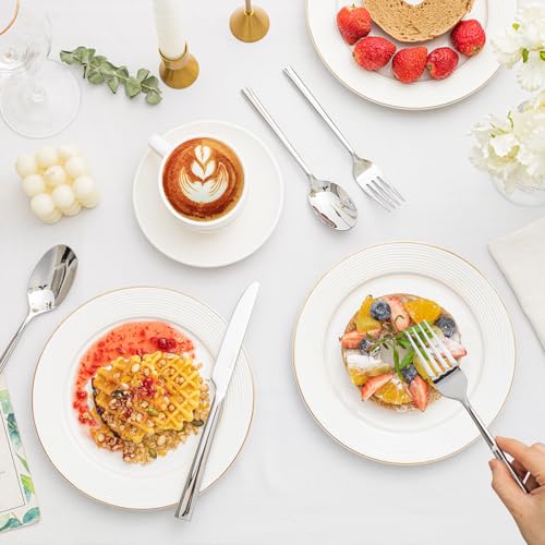 45 Piece Silverware Set with Serving Utensils (45-Piece / Silver)