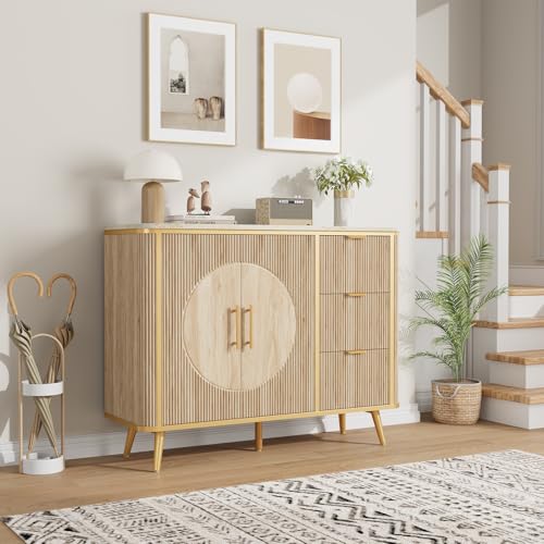 47.3" Modern Buffet Cabinet with Storage (Natural Oak-3draws)