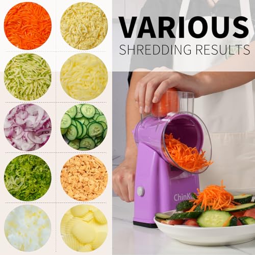 Upgrade Rotary Cheese Grater Shredder with Handle (Purple)