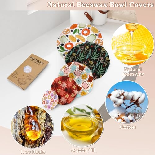 5Pcs Reusable Beeswax Elastic Bowl Covers for Bread Proofing and Food Cover (Maple Leaves)