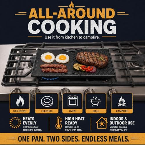 Cast Iron Griddle for Weber Spirit I & II 300 Series (17.5" x 11.9" x 1.2")