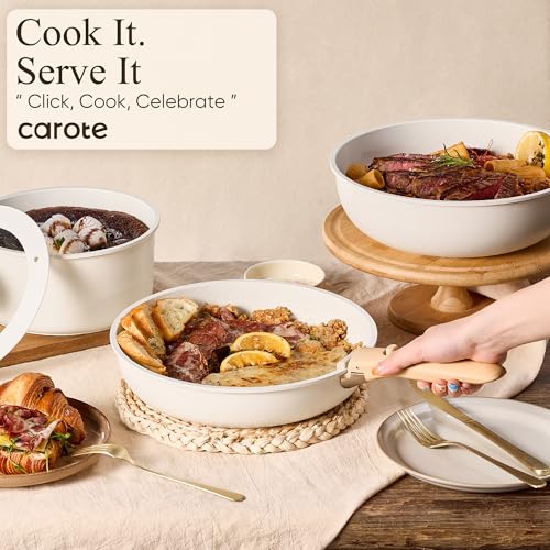 26pcs Pots and Pans Set Non Stick (Cream White / 26 Piece)