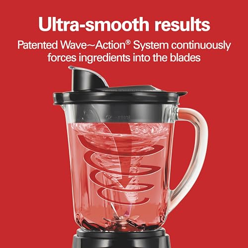 Power Elite Blender For Smoothies With Wave Action System (Black / 40 Oz. Glass Jar + 3 Cup Vegetable Chopper)