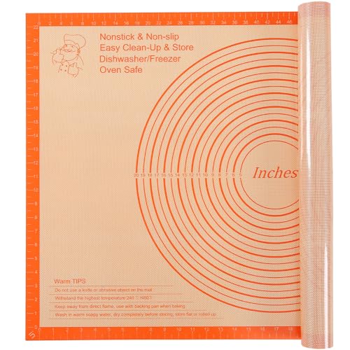Silicone Pastry Mat 36x24 Inch Nonstick Baking Mats Extra Large Counter Mat for Dough Rolling (Orange / 36"L x 24"W)