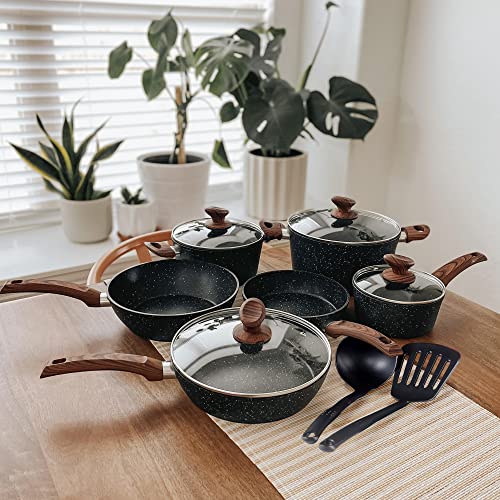 12 Piece Pots and Pans Set (12-piece / Black)