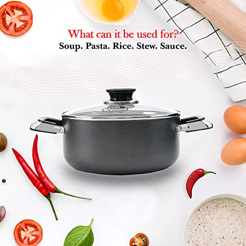 5 Quart Non stick Stock Pot with Tempered Glass Lid and Carrying Handles (5-Quart Stock Pot / Open Stock)