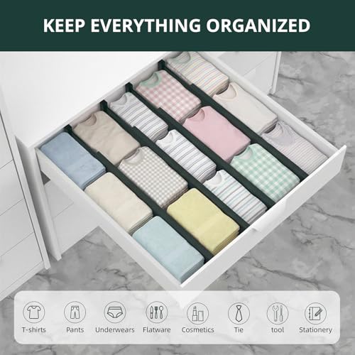 Expandable Bamboo Drawer Dividers (Dark Green)