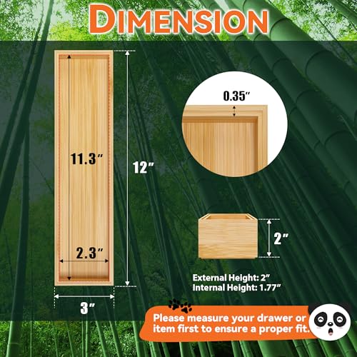 Bamboo Kitchen Drawer Organizer (12 x 3 x 2 Inch / Yellow)