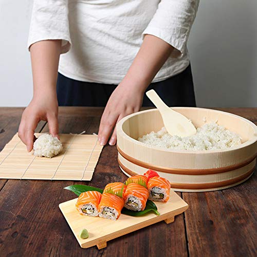 14.2" Wooden Sushi Rice Bowl Hangiri Sushi Oke Rice Mixing Tub (14.2"x3.6")