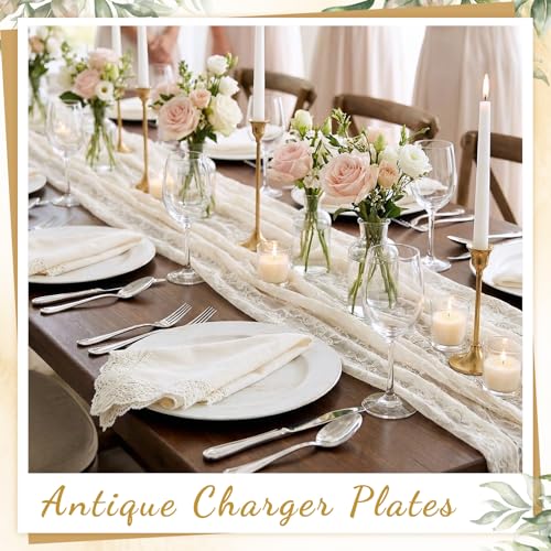 12 Pcs White Vintage Charger Plates (Vintage / White)