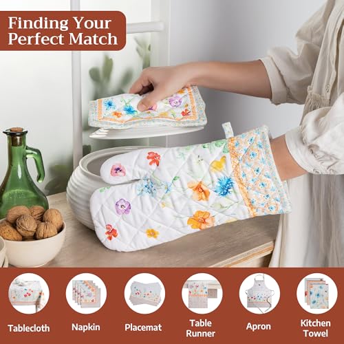 Pot Holders 100% Cotton Potholders (039 - Summer Whisper / 8" x 8" (Pot Holder Pack of 2))