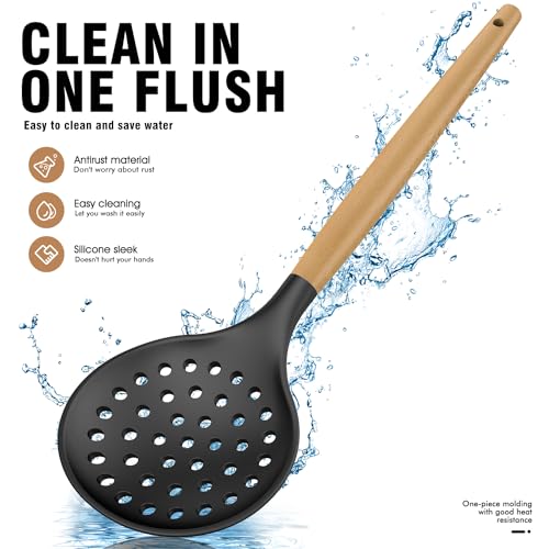 Silicone Cooking Utensils Set Utensil Sets (Black)