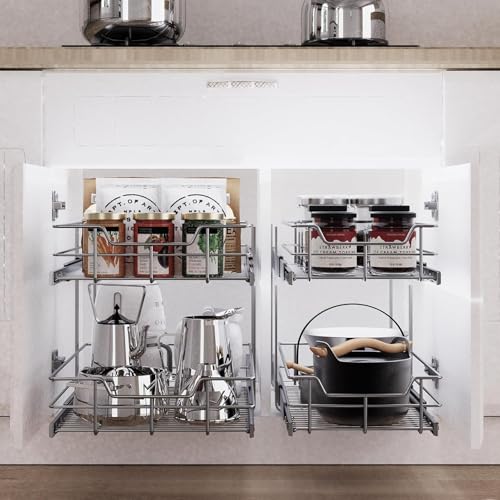 2 Tier Pull Out Cabinet Organizer 11" W X 17" D