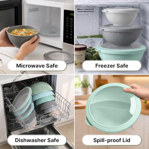 12 Piece Plastic Nesting Mixing Bowl Set (Mint)