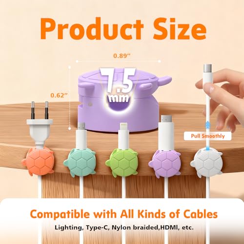 Rotatable Cable Clips (Multicolor / Turtle Shape)