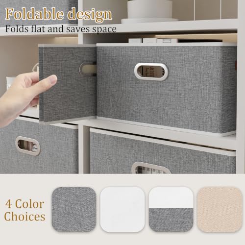 Collapsible Fabric Storage Bins (15.0x9.8x8.3inch(6-Pack) / Grey)