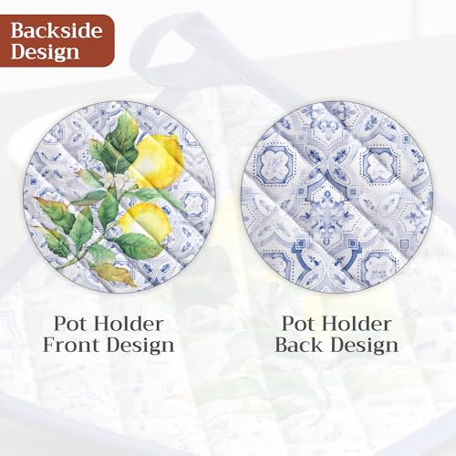 Pot Holders 100% Cotton Potholders (030 - Citrus / 8" x 8" (Pot Holder Pack of 2))