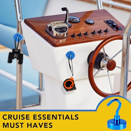 Magnetic Hooks Magnet Hook for Cruise Cabins 85LBS Essentials 6P (Blue / 0.98in)