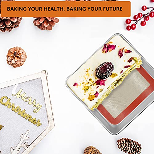 Square Silicone Baking Mats for 9 Inch Baking Pan (Bright Orange / 9"L x 9"W)