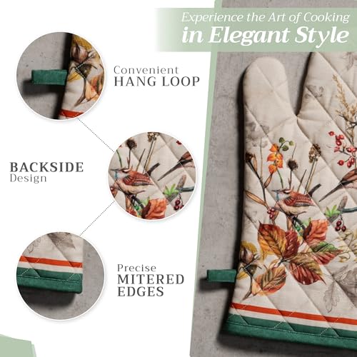 Maison d'Hermine Oven Gloves 100% Cotton Oven Mitt (053 - Recolte / 7.5" x 13" (Oven Mitt))