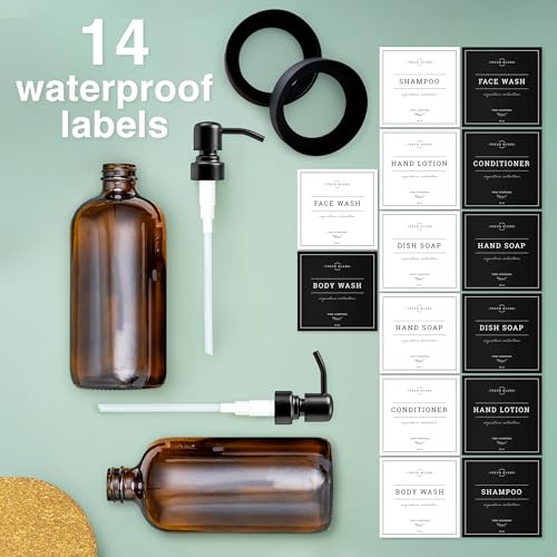 Amber Glass Soap Dispenser (Amber Bottle / Matte Black Pump)