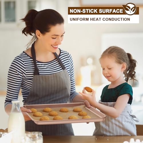 Baking Sheet Pan Set of 2 (17.5x12x1 inch Set / Rose Gold)