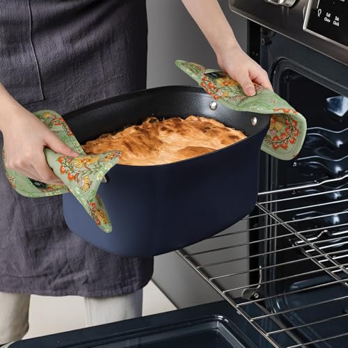 Pot Holders for Kitchen Heat Resistant Hot Pads for Countertops Oven Pot Holders Cotton Potholders for Kitchen Cooking Baking (Sweet Flowers-rectangular)