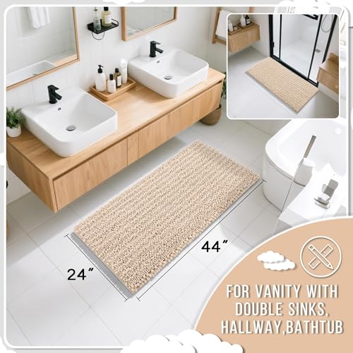 Long Bathroom Rugs Non Slip Washable 44x24 Inch