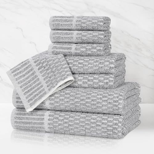 Juno Viscose Cotton Blend Medium Weight Towels (8 Piece Towel Set / Charcoal)