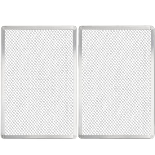 Pizza Screen 11 x 16 Inch 2 Pack Rectangular Aluminum Pizza Pan Restaurant (2 Count)