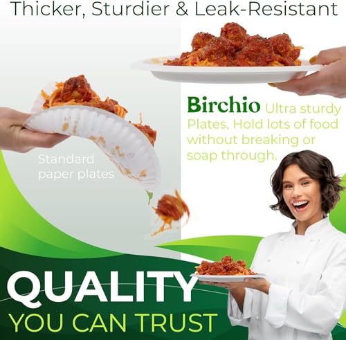 150pcs 100% Compostable 9in Paper Plates (White / 9in(150count))