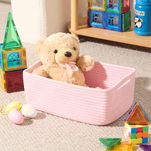 Small Storage Baskets for Organizing (3pcs-L13xW8.5xH5.1" / Pink)