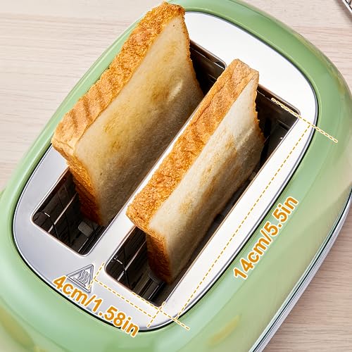 Retro Green 2‑Slice Bread Toaster