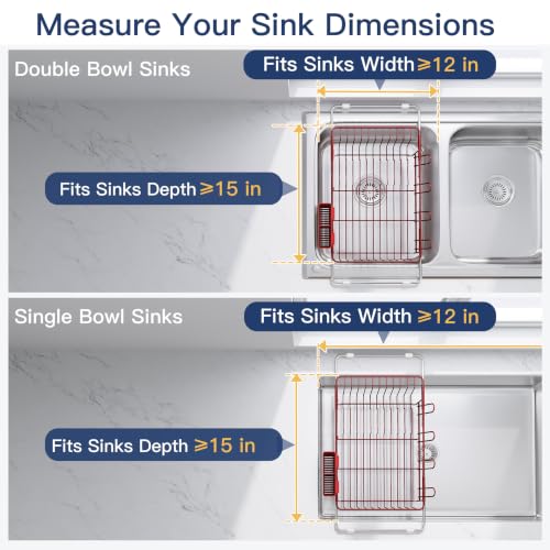Red Dish Drying Rack in Sink (Red / For 12"-30"w Sink)