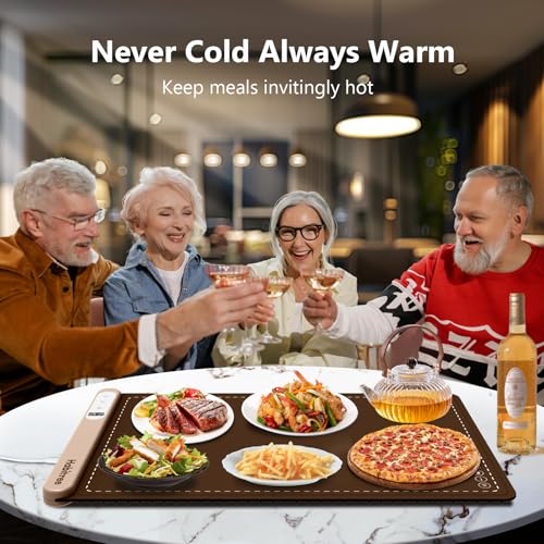 3 Pack Silicone Food Warming Mat & Food Warmers for Parties Buffet (Large 3pack / Brown)