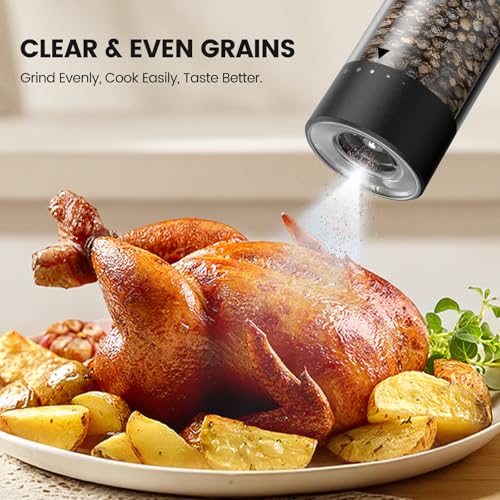 Electric Salt and Pepper Grinder Set (Black/White)