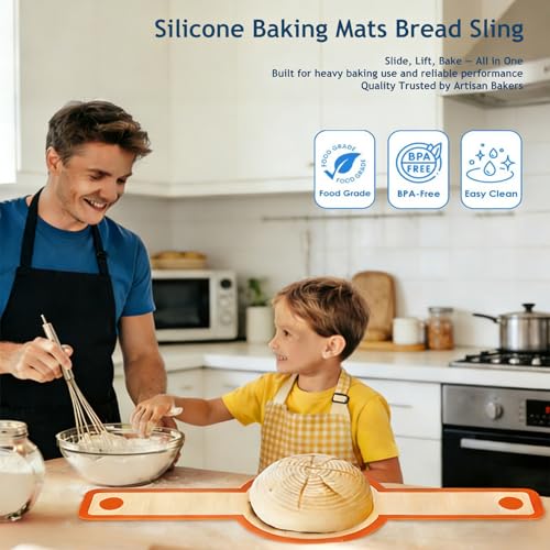 Silicone Bread Sling Oval and Round for Dutch Oven (Orange)