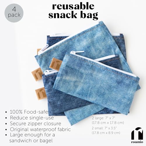 Roamio Reusable Sandwich and Snack Bags (Faux Denim)