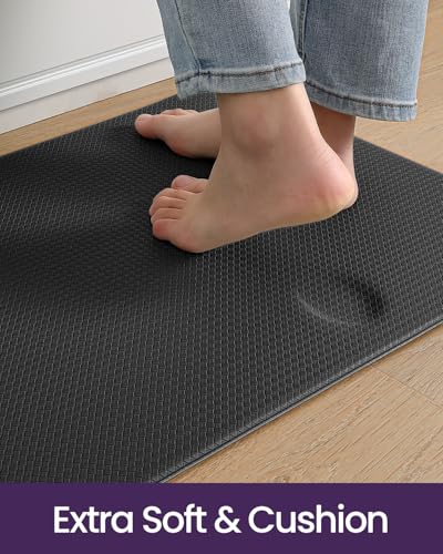 Kitchen Floor Mats Cushioned Anti Fatigue (Black / 59"l X 23"w X 0.4"th)