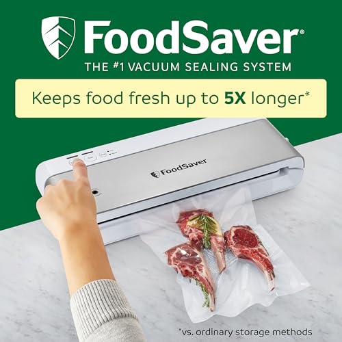 Compact Vacuum Sealer Machine with Airtight Bags and Roll (White)